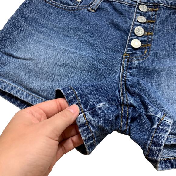 No Boundaries Y2K Denim Jean Low Rise Button Fly Shorts Size 7 - Picture 6 of 6